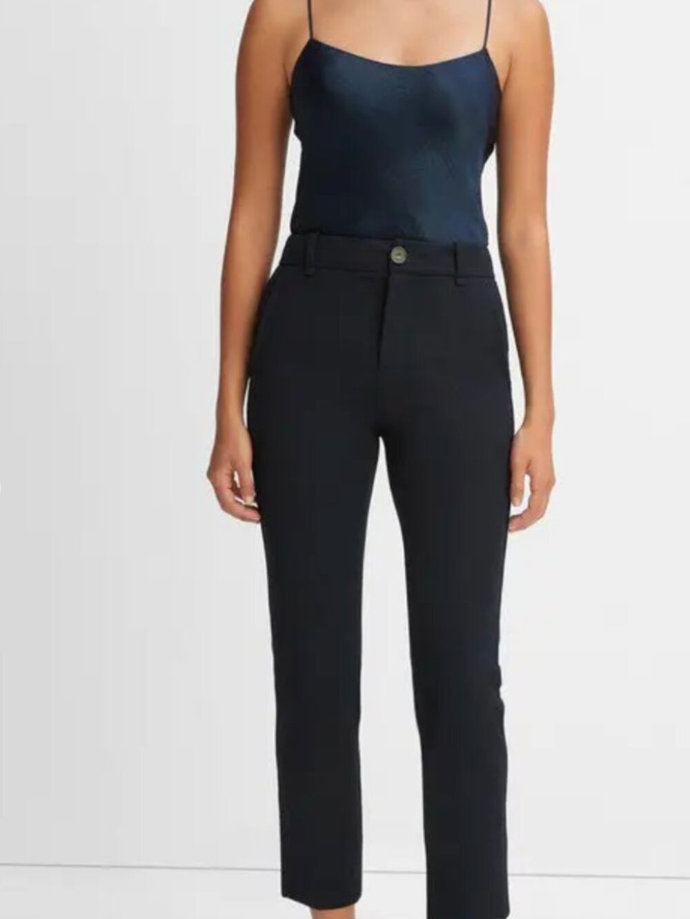 Vince Cigarette Trouser Pants Cropped Navy Blue (Coastal) 16 Flat Front